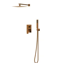 Balneo Système de douche avec pommeau de pluie cuivre Acier inoxydable - Mitigeur de douche avec douchette CASCADE