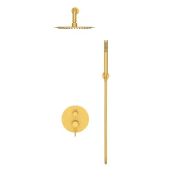 Balneo Système de douche avec pommeau de pluie or Acier inoxydable - Mitigeur de douche avec douchette CASCADE* Colonne De Douche Mécanique