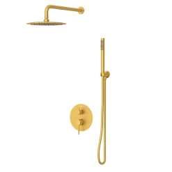Balneo Système de douche avec pommeau de pluie or Acier inoxydable - Mitigeur de douche avec douchette CASCADE* Colonne De Douche Mécanique