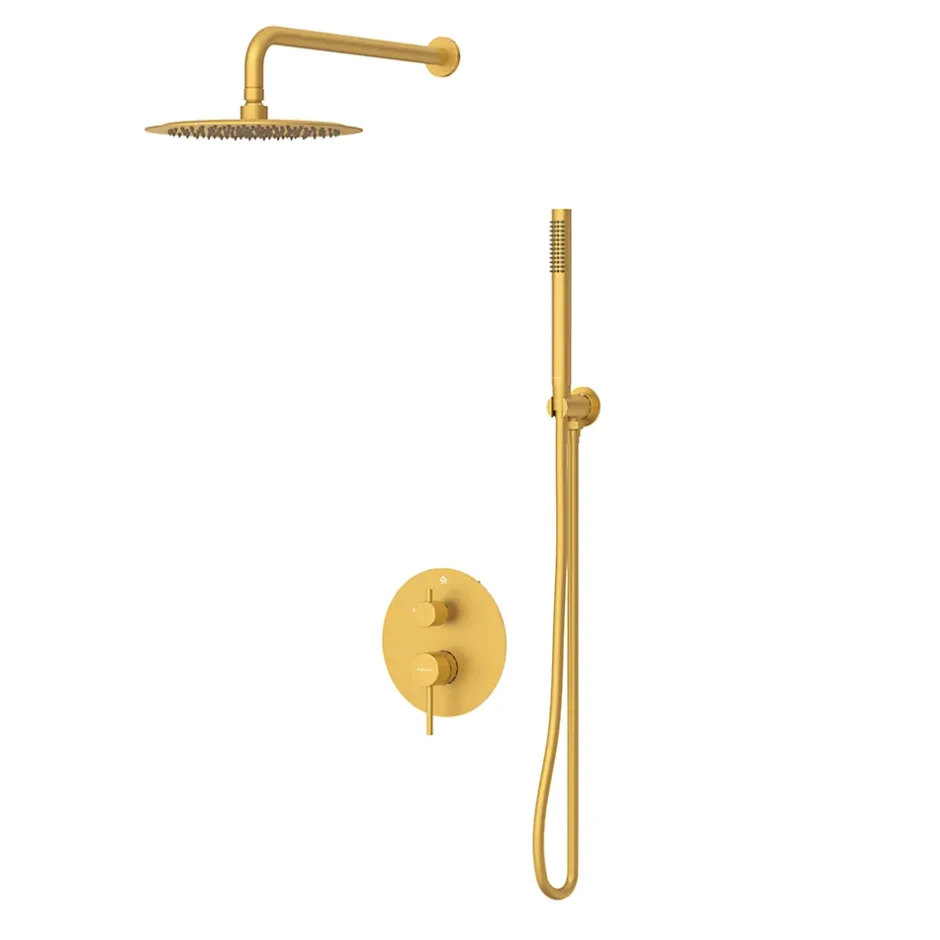 Balneo Système de douche avec pommeau de pluie or Acier inoxydable - Mitigeur de douche avec douchette CASCADE* Colonne De Douche Mécanique
