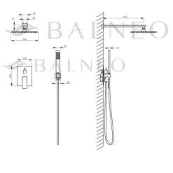 Balneo Système de douche avec pommeau de pluie argent Acier inoxydable - Mitigeur de douche avec douchette CASCADE* Colonne De Douche Mécanique