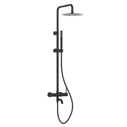 Balneo Système de douche avec pommeau de pluie noir Acier inoxydable - Mitigeur de douche avec douchette CASCADE* Colonne De Douche Mécanique