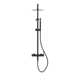 Balneo Système de douche avec pommeau de pluie noir Acier inoxydable - Mitigeur de douche avec douchette CASCADE* Colonne De Douche Mécanique