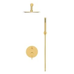 Balneo Système de douche avec pommeau de pluie or brillant Acier inoxydable - Mitigeur de douche avec douchette CASCADE* Colonne De Douche Mécanique