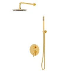 Balneo Système de douche avec pommeau de pluie or brillant Acier inoxydable - Mitigeur de douche avec douchette CASCADE* Colonne De Douche Mécanique