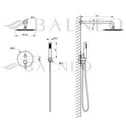 Balneo Système de douche avec pommeau de pluie or brillant Acier inoxydable - Mitigeur de douche avec douchette CASCADE* Colonne De Douche Mécanique