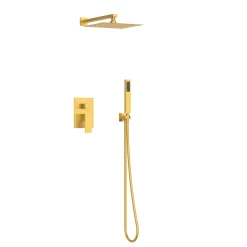Balneo Système de douche avec pommeau de pluie or Acier inoxydable - Mitigeur de douche avec douchette CASCADE* Colonne De Douche Mécanique
