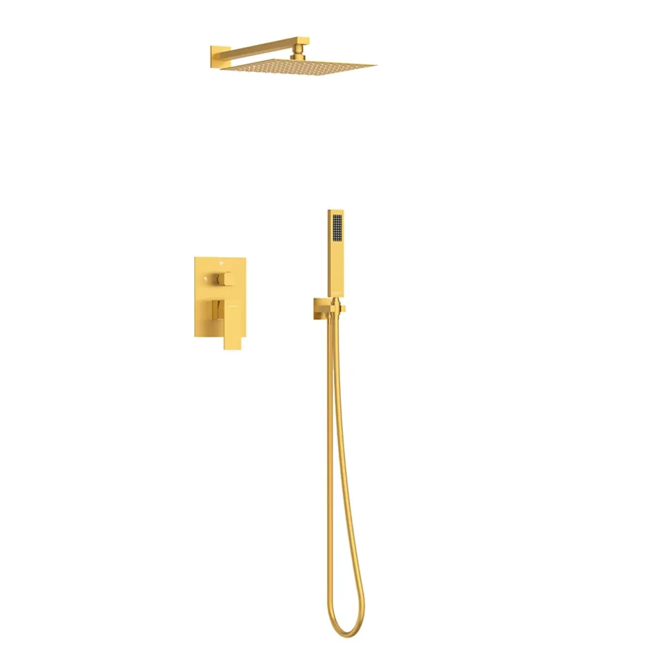 Balneo Système de douche avec pommeau de pluie or Acier inoxydable - Mitigeur de douche avec douchette CASCADE* Colonne De Douche Mécanique