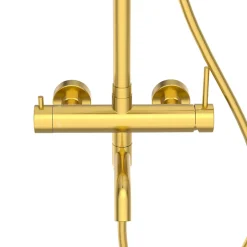 Balneo Système de douche avec pommeau de pluie or Acier inoxydable - Mitigeur de douche avec douchette CASCADE* Colonne De Douche Mécanique