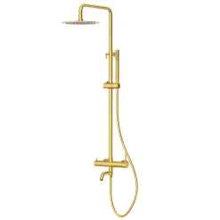 Balneo Système de douche avec pommeau de pluie or Acier inoxydable - Mitigeur de douche avec douchette CASCADE* Colonne De Douche Mécanique