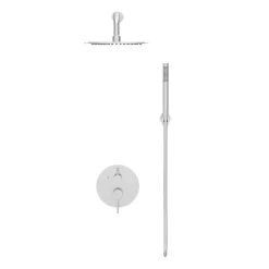 Balneo Système de douche avec pommeau de pluie argent brossé Acier inoxydable - Mitigeur de douche avec douchette CASCADE INOX