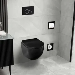 Balneo WC suspendu, sans bride bau, abattant softclose, Ceramique, noir, LUNA* Wc Suspendu