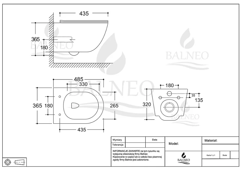Balneo WC suspendu, sans bride bau, abattant softclose, Ceramique, noir, LUNA* Wc Suspendu