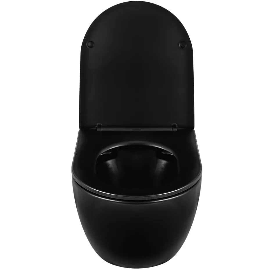 Balneo WC suspendu, sans bride bau, abattant softclose, Ceramique, noir, LUNA* Wc Suspendu