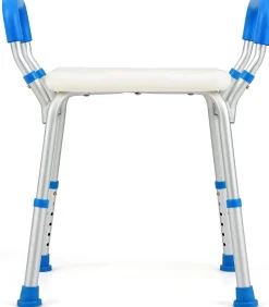 Giantex Banc de Douche à 2 Niveaux en HDPE, Tabouret de Bain Imperméable, pour Intérieur et Extérieur Salle de Bain, Entrée, Balcon, Bleu