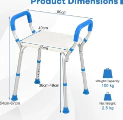 Giantex Banc de Douche à 2 Niveaux en HDPE, Tabouret de Bain Imperméable, pour Intérieur et Extérieur Salle de Bain, Entrée, Balcon, Bleu