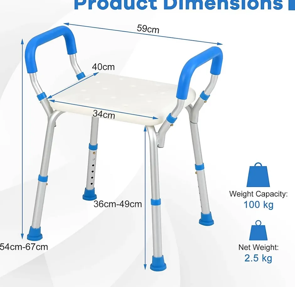Giantex Banc de Douche à 2 Niveaux en HDPE, Tabouret de Bain Imperméable, pour Intérieur et Extérieur Salle de Bain, Entrée, Balcon, Bleu