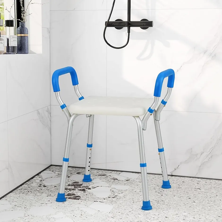 Giantex Banc de Douche à 2 Niveaux en HDPE, Tabouret de Bain Imperméable, pour Intérieur et Extérieur Salle de Bain, Entrée, Balcon, Bleu