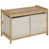 5Five Banc de salle de bain avec 2 rangements bambou l.66,8 x H.35 x P.44 cm Tidy Box