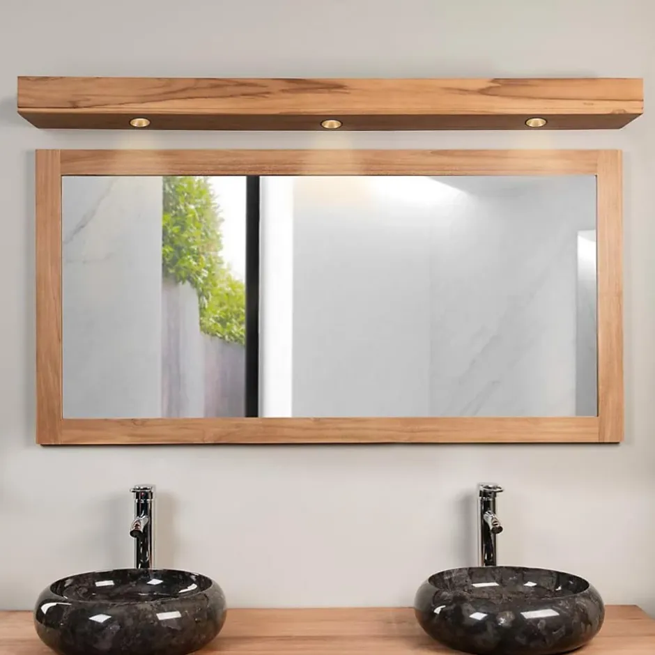 Wanda Collection Bandeau lumineux en teck pour spots 140 cm* Miroir Simple
