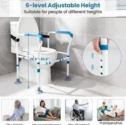 Giantex Barre appui pour toilettes pour personnes âgées avec hauteur largeur sangle réglables pour personnes âgées handicapées* Barre D'Appui