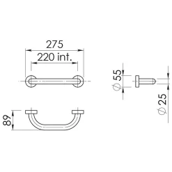 Kiamami Valentina Barre D'appui Accessible En Acier Chromé Pour Salle De Bain Par