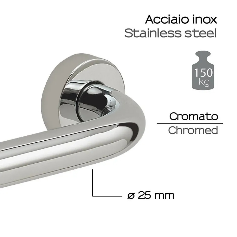 Kiamami Valentina Barre D'appui Accessible En Acier Chromé Pour Salle De Bain Par