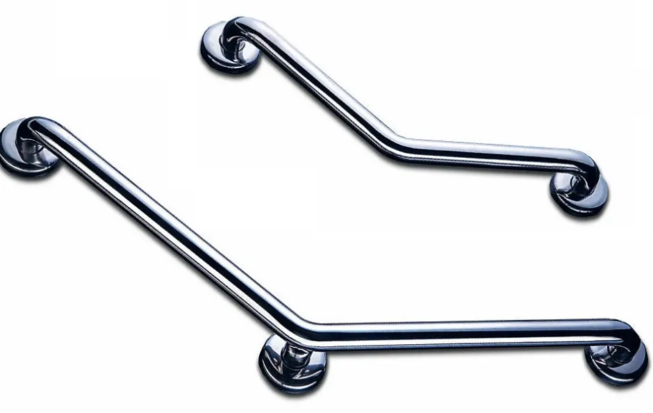 AKW Barre d'appui coudée 135 degrés verticale ou horizontale en inox poli - 2 points de fixation