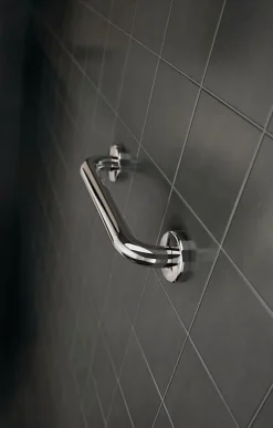 AKW Barre d'appui coudée 135 degrés verticale ou horizontale en inox poli - 2 points de fixation