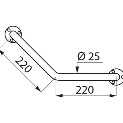 Delabie Barre d'appui coudée inox - diamètre 25 mm -* Barre D'Appui