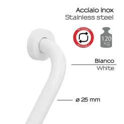 Kiamami Valentina Barre D'appui Courbée Réversible Pour Handicapés En Acier Blanc* Barre D'Appui