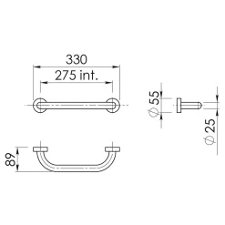 Kiamami Valentina Barre D'appui De Sécurité Pour Salle De Bain 30Cm En Acier Chromé* Barre D'Appui