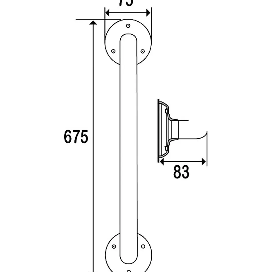 Pellet Barre d'appui droite - 675 mm - Diamètre 25 mm - laiton nickelé chromé - Godonnier