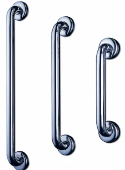 AKW Barre d'appui droite en acier inoxydable - Longueur 600 mm - INOX recouvert d'époxy BLANC* Barre D'Appui