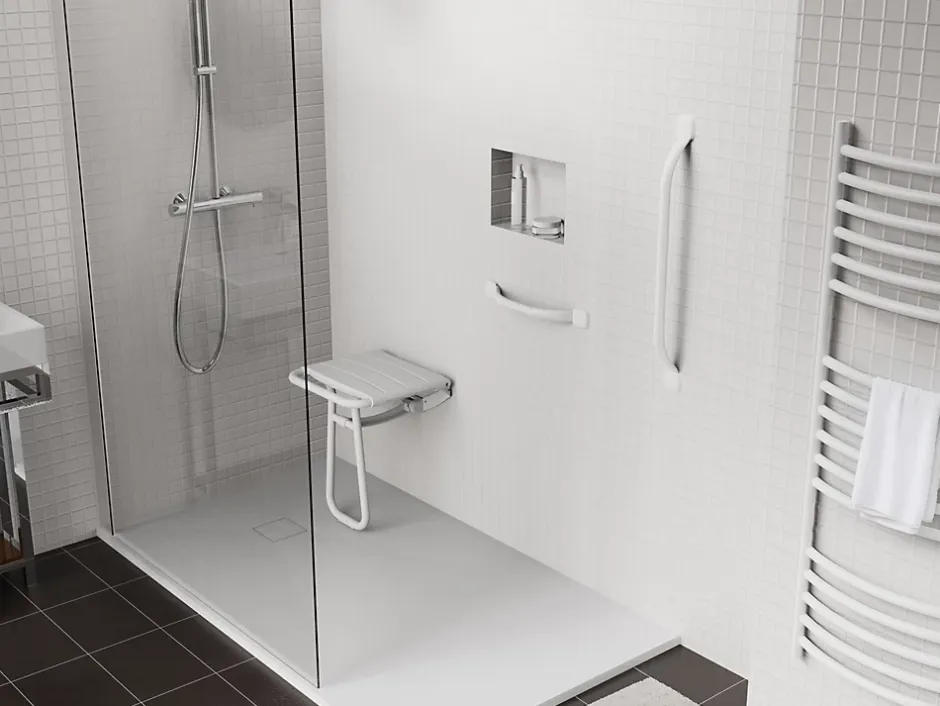Godonnier Barre d'appui droite en acier blanc mat Essentiels Plus 42,3 cm