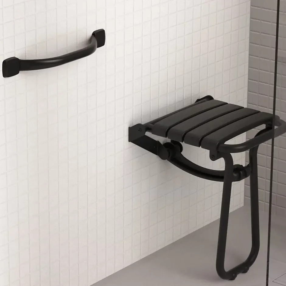 Godonnier Barre d'appui droite en acier noir mat Essentiels Plus 42,3 cm