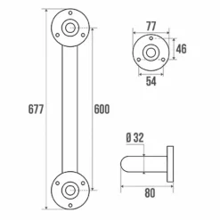 Pellet Barre d'appui droite Inox poli brillant 600mm* Barre D'Appui