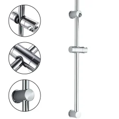 Kibath Barre de douche avec équipement TREN de 65,5 cm, finition chrome poli, en laiton* Pommeau De Douche, Flexible Et Barre De Douche