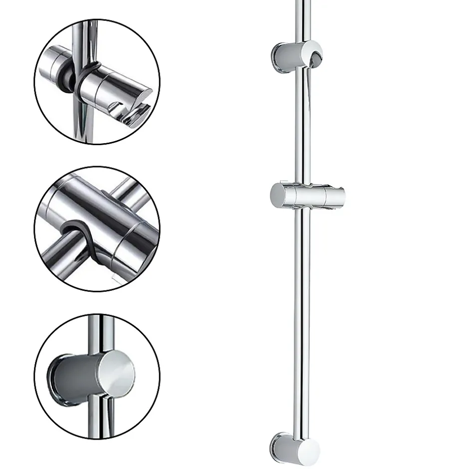 Kibath Barre de douche avec équipement TREN de 65,5 cm, finition chrome poli, en laiton* Pommeau De Douche, Flexible Et Barre De Douche
