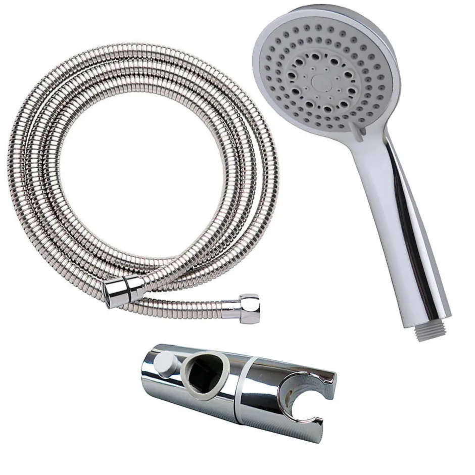 Kibath Barre de douche avec équipement TREN de 65,5 cm, finition chrome poli, en laiton* Pommeau De Douche, Flexible Et Barre De Douche