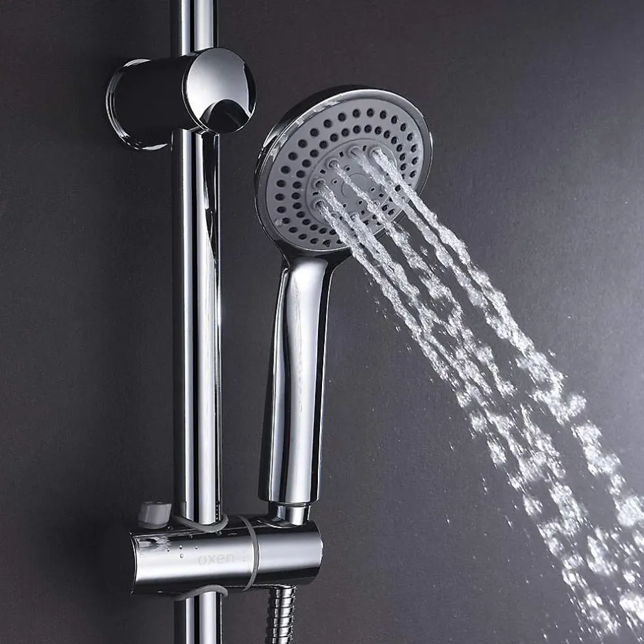 Kibath Barre de douche avec équipement TREN de 65,5 cm, finition chrome poli, en laiton* Pommeau De Douche, Flexible Et Barre De Douche