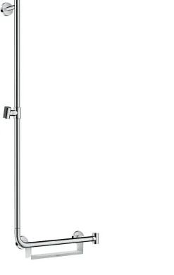 Hansgrohe Barre de douche L.110 cm avec poignée à droite, sans flexible, blanc et chrome, Comfort Unica