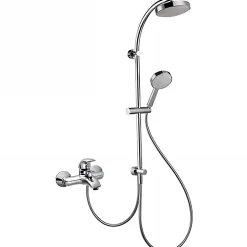Sanindusa Barre de douche pour transformer le bain en douche douchette flexible 1.50m et support inclus Face chrome et blanc