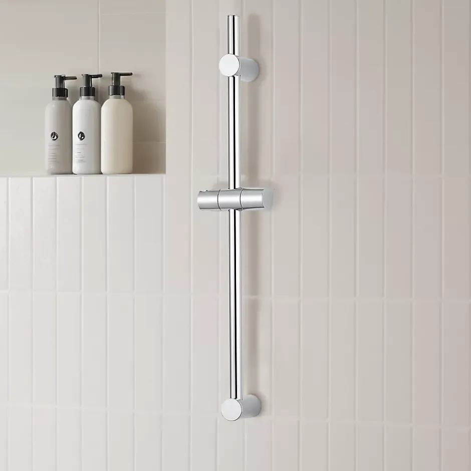 GoodHome Barre de douche réglable chrome Cavally