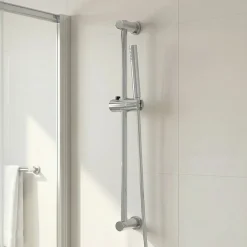 Barre de douche standard réglable fixation murale coloris chrome L.64,5 cm* Pommeau De Douche, Flexible Et Barre De Douche