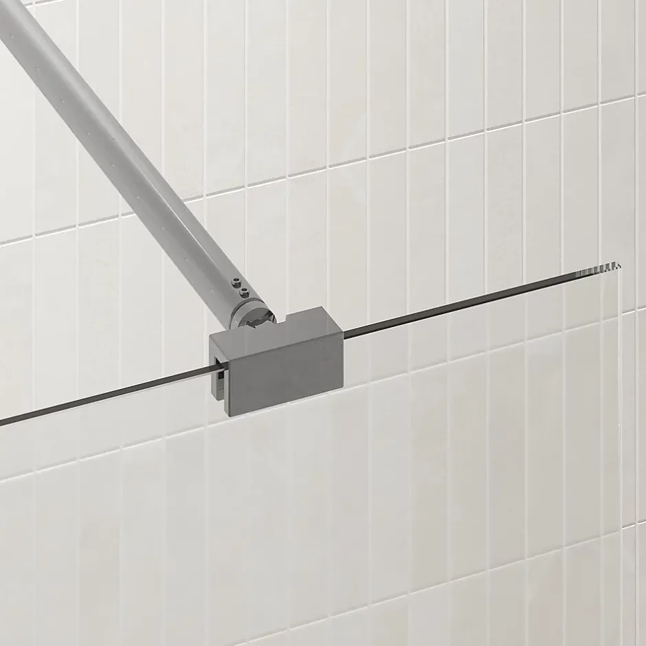 Aurlane Barre de Fixation Chromée Recoupable pour Paroi de Douche - Longueur 100 cm