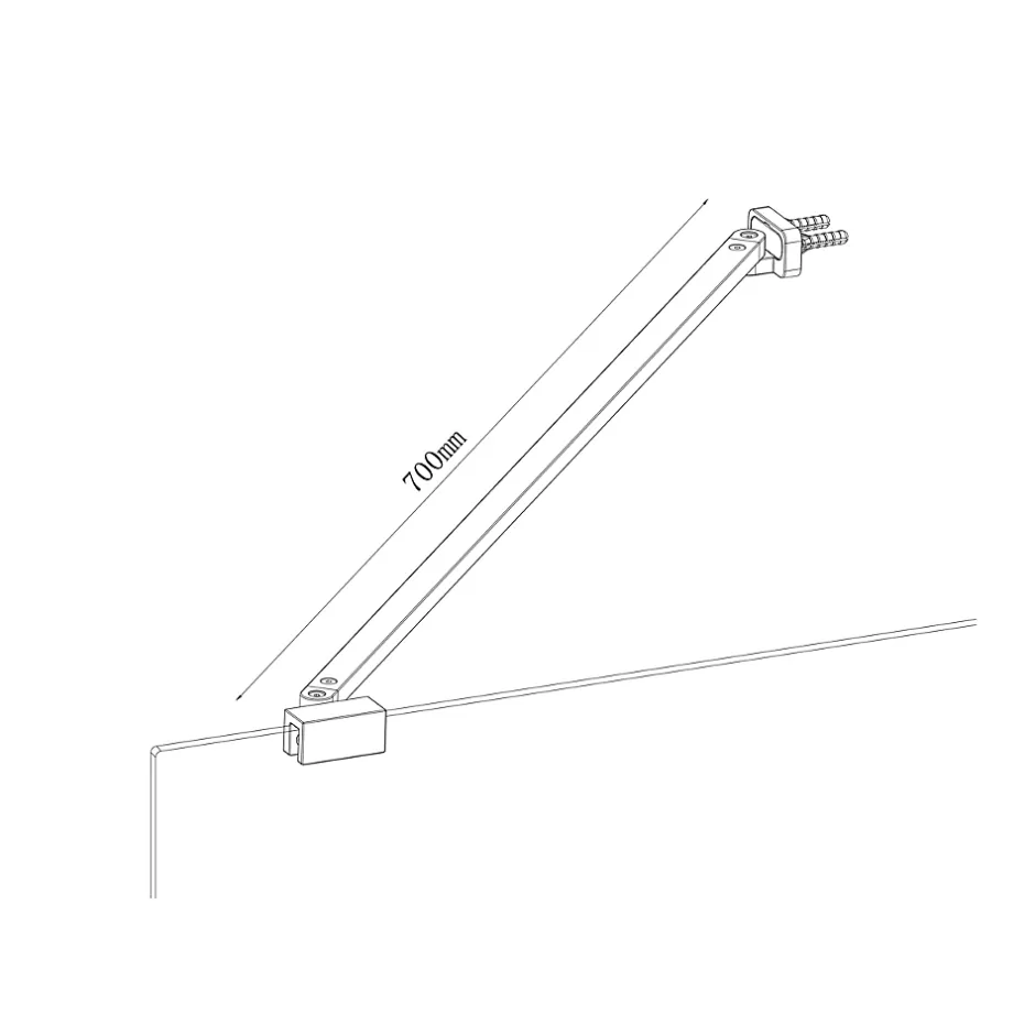GoodHome Barre de fixation/stabilisation pour paroi de douche L.70 cm, alu noir, Ledava