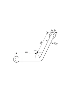Thirard Barre de maintien coudée, inox 304, longueur 350mm, angle 135 degrés, diamètre 32mm, finition inox brossé -* Barre D'Appui