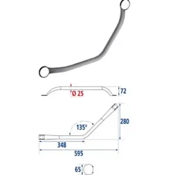 Godonnier Barre de redressement coudée en inox gris Soft 135°