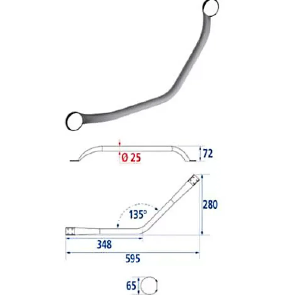 Godonnier Barre de redressement coudée en inox gris Soft 135°